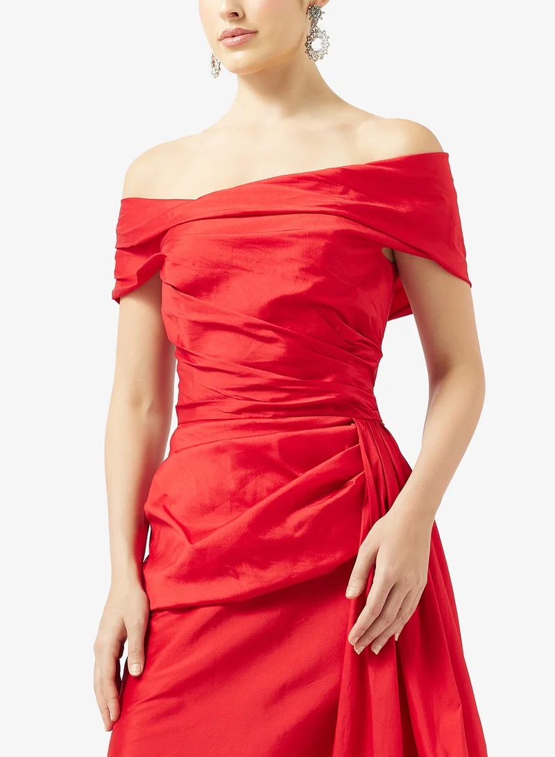 Namshi x  Off Shoulder Draped Gown With Trail for Women | Best Price UAE